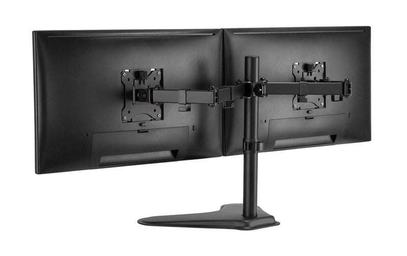 AMER MOUNTS Amer Dual LED LCD Monitor Free-Standing Desk Stand for 2 Screens up to 32 inches Heavy-Duty Fully Adjustable Arms with Max VESA 100x100mm (2EZSTAND) - Image 2